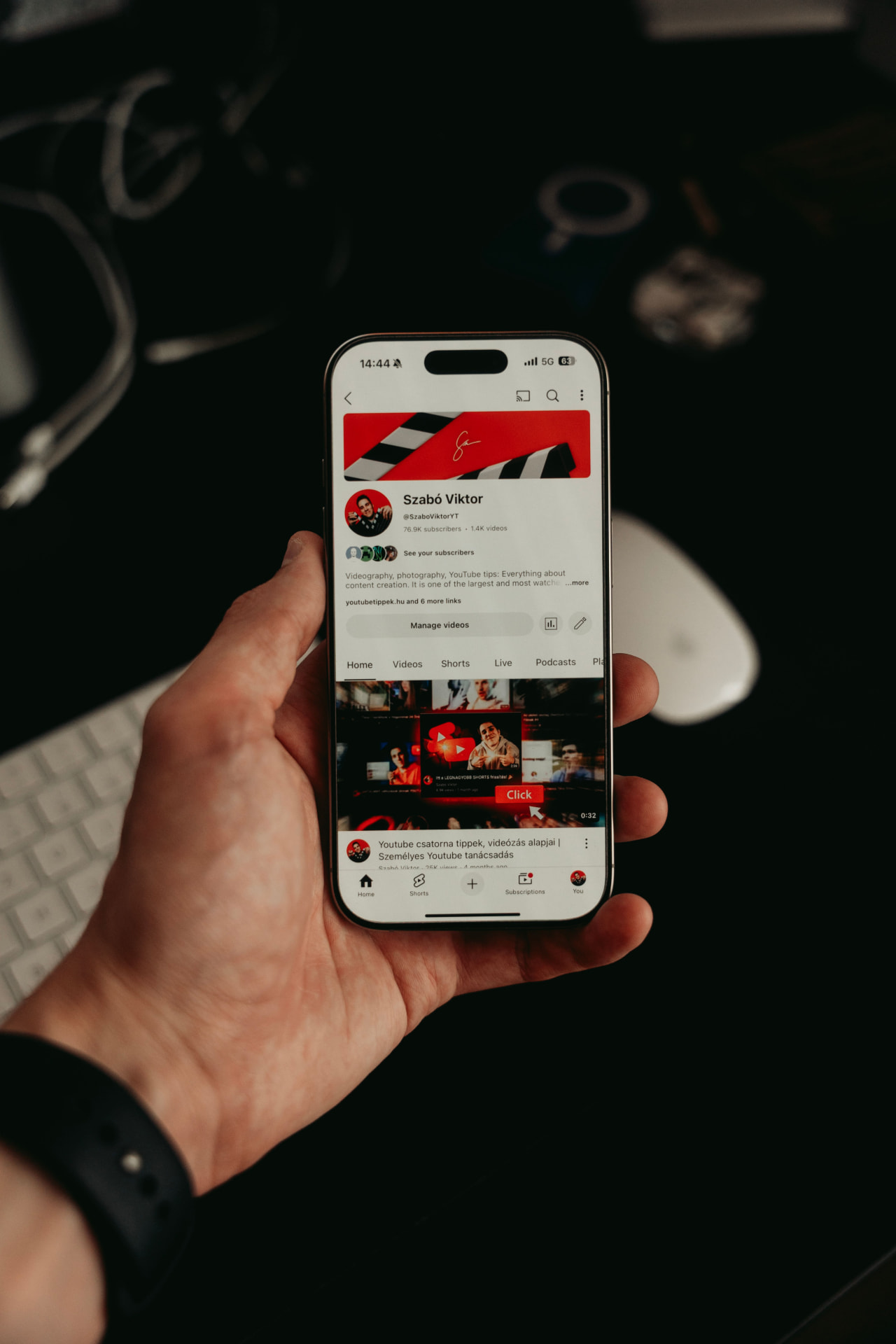 A creator channel open on a phone