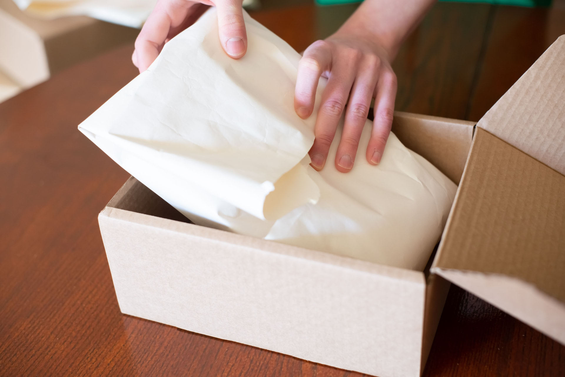 An online order being packed for delivery
