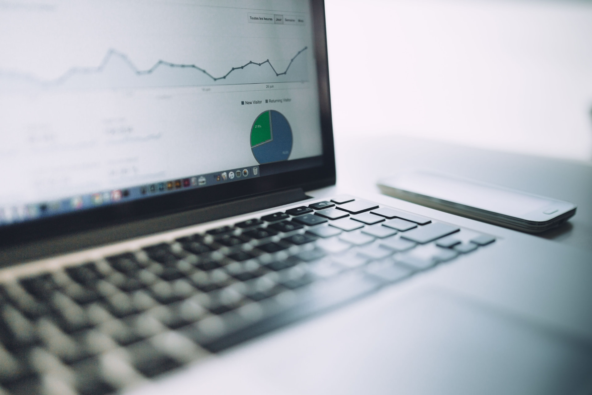 A marketing analytics dashboard on a laptop